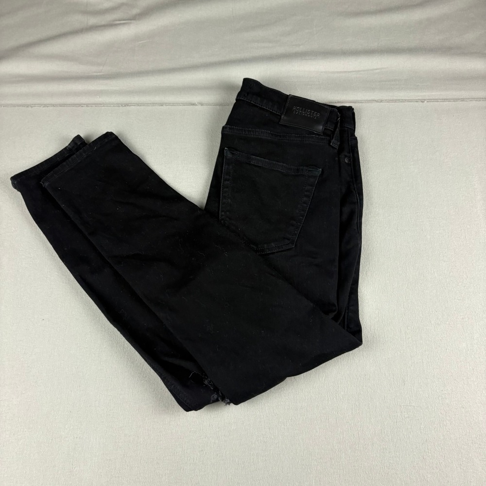 Hollister Mens Skinny Advanced Stretch Black Distressed Ripped Jeans W30 L30
